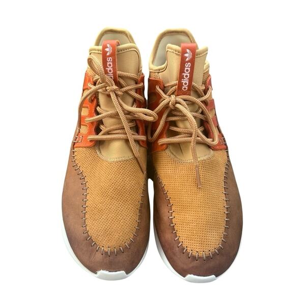 Adidas RARE Tubular Moccasin Runner Mesa Leather Trainers Sneakers Orange 9.5 main image 8